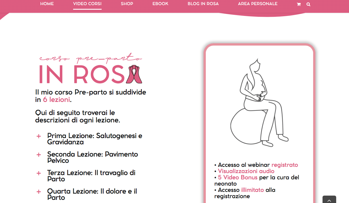 corso preparto ostetrica in rosa